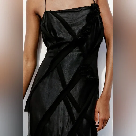 Zara Floral Satin Dress - Picture 2 of 4